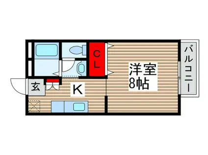 グランディール光ヶ丘(1K/1階)の間取り写真