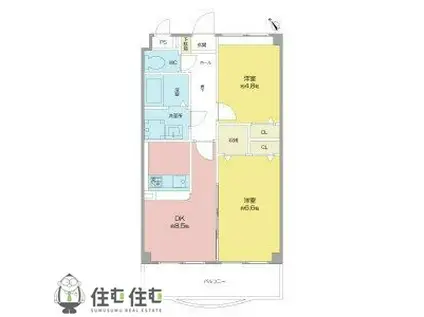 ロイヤル大成町1号館(2DK/2階)の間取り写真