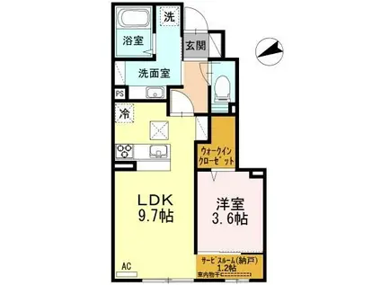 アヴェニール(1LDK/1階)の間取り写真