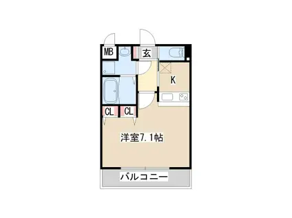 ウォームスヴィル神戸元町JP(1K/3階)の間取り写真