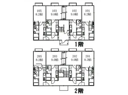 コモンズ古津 A棟(1K/2階)の間取り写真