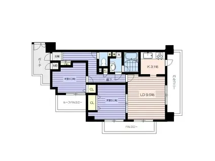 ファミール亀有壱番館(2LDK/4階)の間取り写真