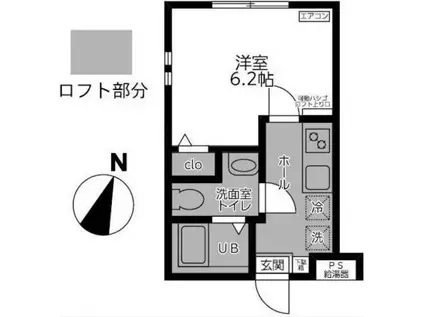 ラ・シャンス北里 2号棟(1K/1階)の間取り写真