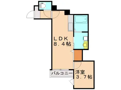 CRECIA楠木(1LDK/1階)の間取り写真