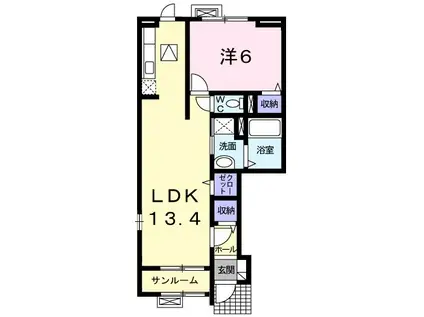 リベルテII(1LDK/1階)の間取り写真