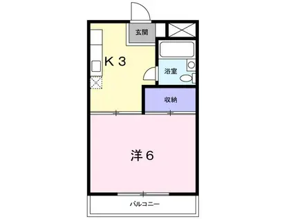 グリーンハイツカワムラIII(1K/1階)の間取り写真