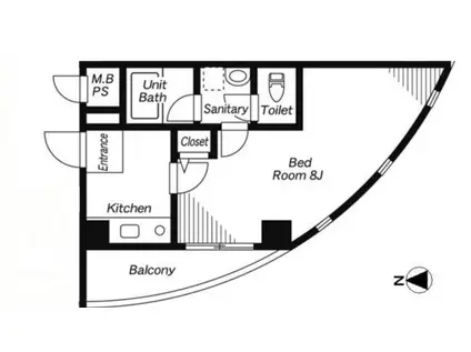 あんじゅ(1K/4階)の間取り写真