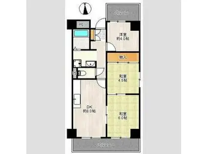 レクシア布施(3DK/8階)の間取り写真