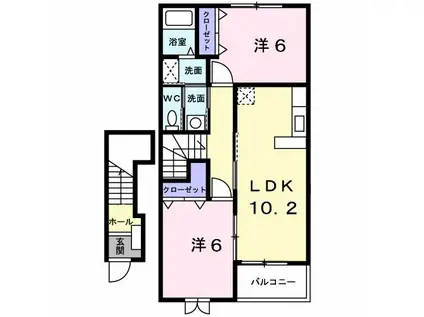 メゾンドシンフォニー(2LDK/2階)の間取り写真