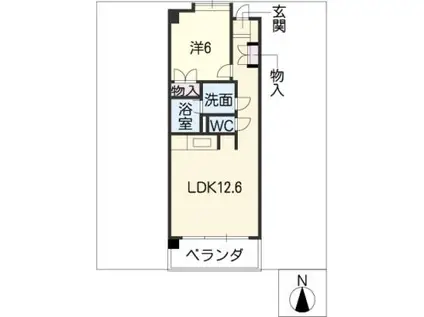 パークシティ上小田井スカイコート(1LDK/10階)の間取り写真