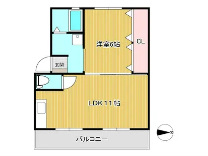 協和コーポ6(1LDK/4階)の間取り写真