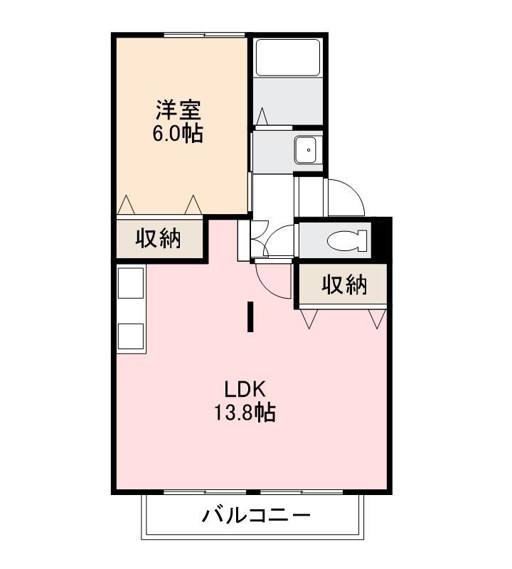 メイコウハイツ(1LDK/2階)の間取り写真