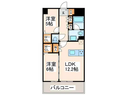レクシア国府ゼクシス(2LDK/9階)の間取り写真