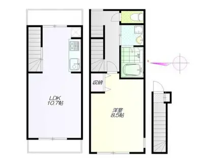 セレ初台(1LDK/1階)の間取り写真