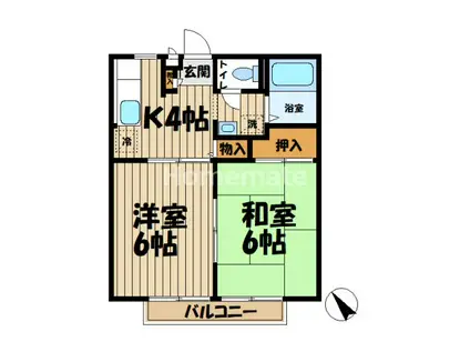 フレックス・ベル(2K/2階)の間取り写真