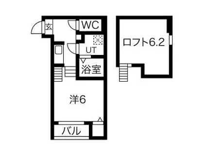 STAGE鶴舞(1K/1階)の間取り写真