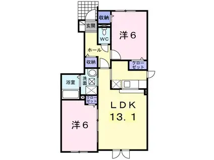 ハーモニーチルド(2LDK/1階)の間取り写真