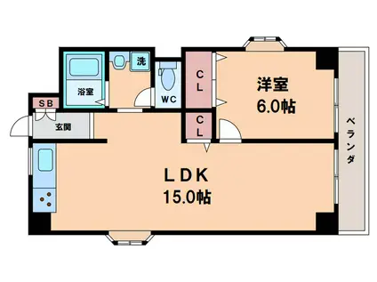 ハイネスキタノ(1LDK/2階)の間取り写真