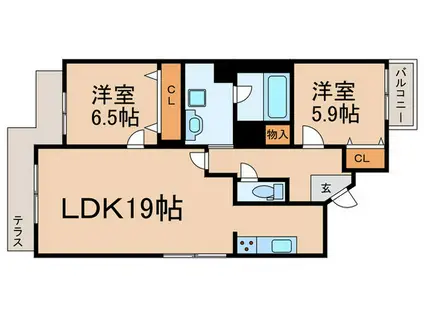 MEJIRO TERRACED HOUSE(2LDK/1階)の間取り写真