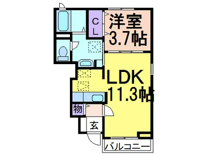 アスカD(1LDK/1階)の間取り写真