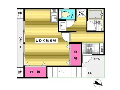 サンハイツ村山II(ワンルーム/2階)の間取り写真
