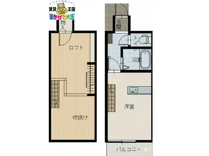 コンフォート白鳥(ワンルーム/2階)の間取り写真