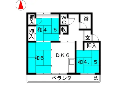 丸子南団地 S-2(3DK/3階)の間取り写真