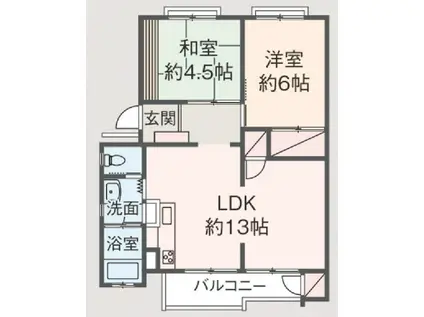 第2百合丘ハイツ(2LDK/2階)の間取り写真