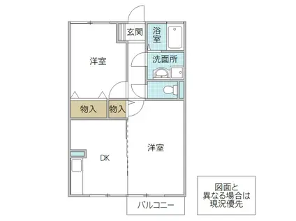 ビュー金上 A棟(2DK/1階)の間取り写真