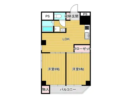 パークサイド船橋(2LDK/3階)の間取り写真