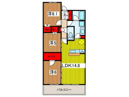 大宮スカイ&スクエア ザ・タワー(3LDK/5階)の間取り写真