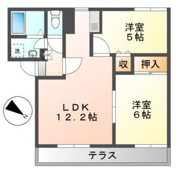 ボヌール(2LDK/1階)の間取り写真
