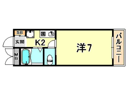 BELLRIVEROKKO(ワンルーム/2階)の間取り写真