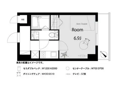 カテリーナ千駄木(1K/5階)の間取り写真