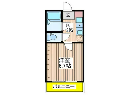 コーポ溝手(1K/4階)の間取り写真