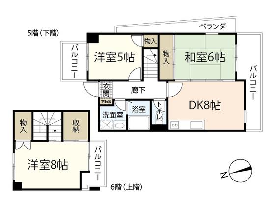 シティハイツ舟入(3DK/5階)の間取り写真