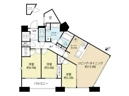 センターマークスタワー 2001号(3LDK/20階)の間取り写真