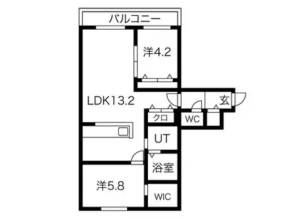 PATIO北19(2LDK/3階)の間取り写真