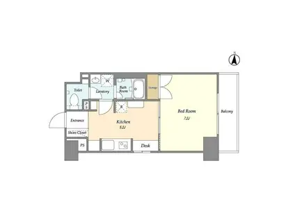 ヴェルデ東日本橋(1DK/11階)の間取り写真