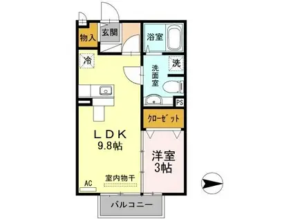 サンブライト(1LDK/2階)の間取り写真