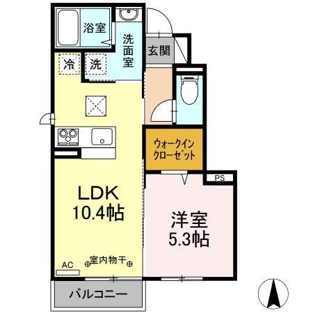 プリマベーラ C(1LDK/1階)の間取り写真