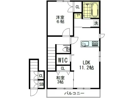 エルコロール武蔵野N(2LDK/2階)の間取り写真