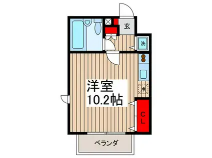 パレルモコート(ワンルーム/2階)の間取り写真