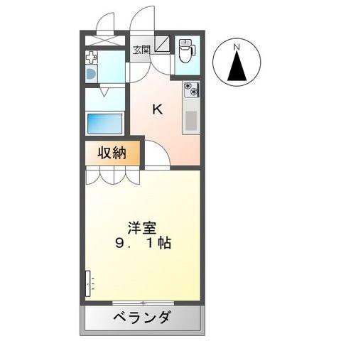 メルヴェール(1K/1階)の間取り写真