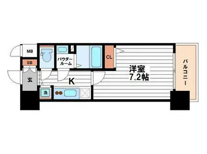 エスリード大阪城PREMIER(1K/2階)の間取り写真
