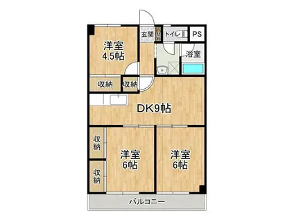 ヴィラエスポワール赤塚(3DK/2階)の間取り写真