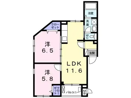メゾン ド ビオレ(2LDK/3階)の間取り写真