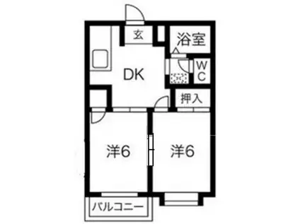 エルディム藤(2DK/2階)の間取り写真