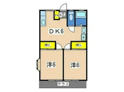 クレール坂下(2DK/1階)の間取り写真