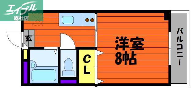 竹内ビル(1K/3階)の間取り写真